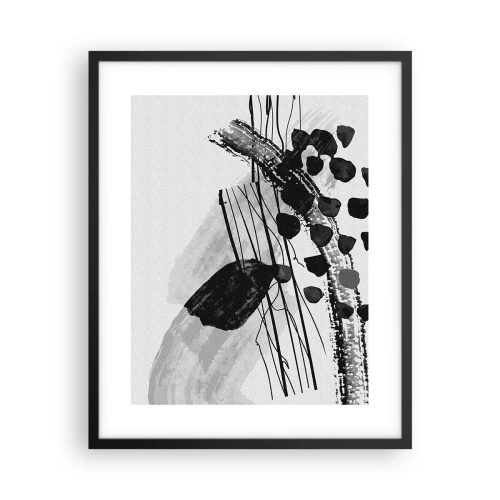 Affiche dans un cadre noir - Poster - Abstraction organique noir et blanc - 40x50 cm