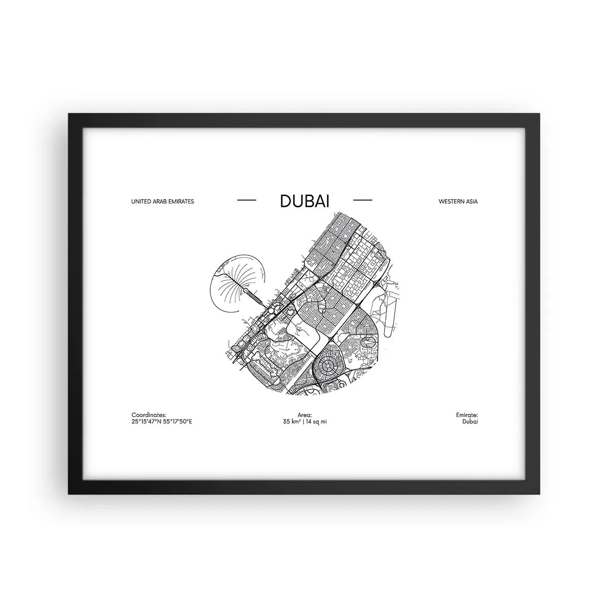 Affiche dans un cadre noir - Poster - Anatomie de Dubaï - 50x40 cm