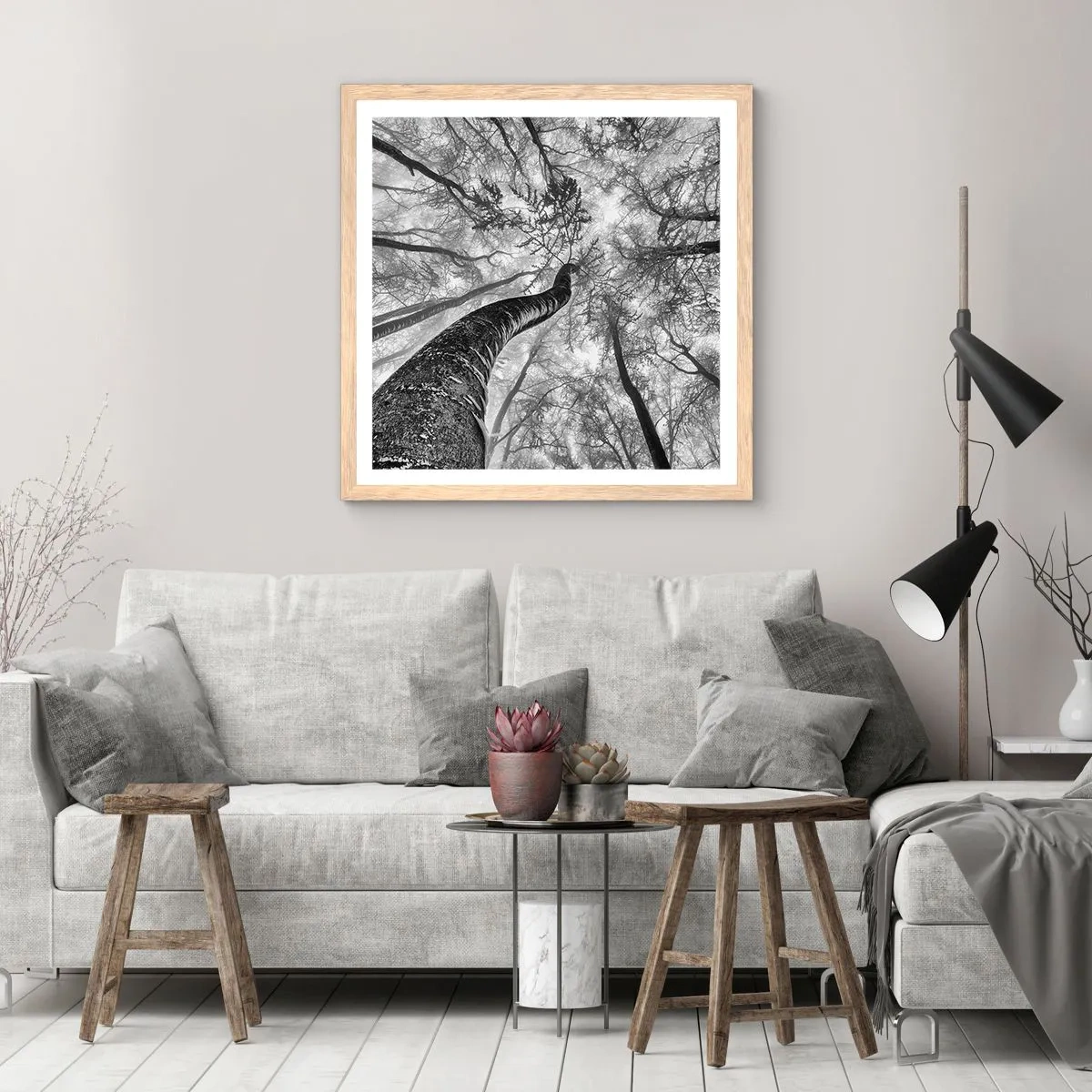 Affiche dans un chêne clair - Poster - Course vers la lumière - 30x30 cm