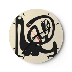 Horloge murale - Pendule murale - Une figure noire dans un style abstrait sur un fond crème - 30x30cm - Presque du Picasso - Décoration murale moderne pour le salon, la cuisine et la chambre ARTTOR