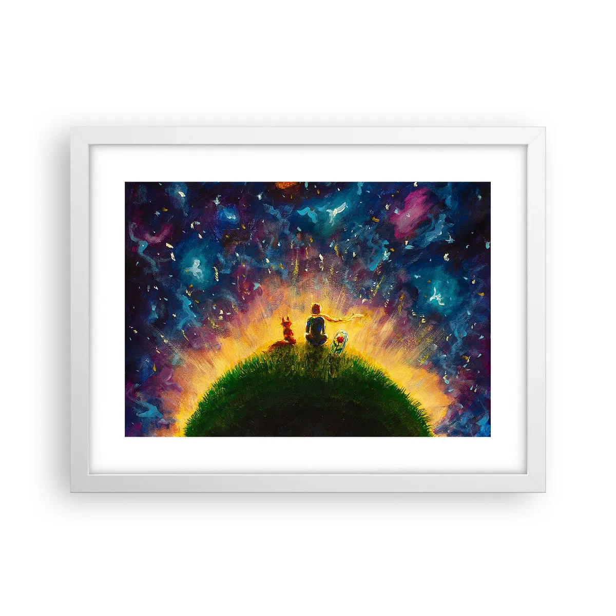 Affiche dans un cadre blanc - Poster - Amour et amitié - le monde entier - 40x30 cm