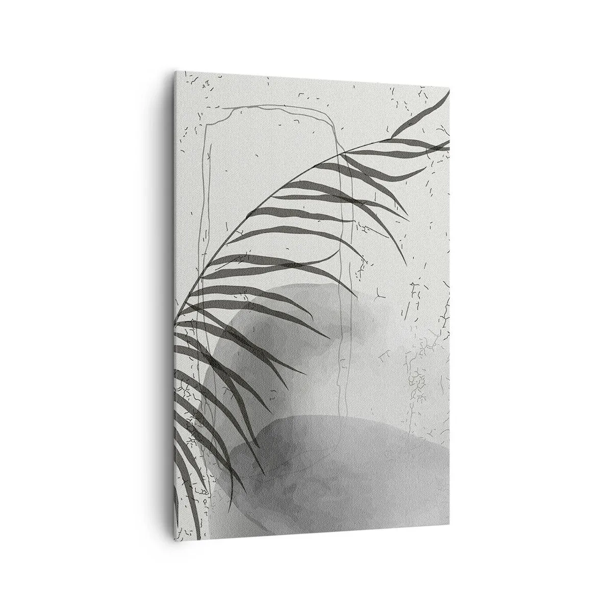 Impression sur toile - Image sur toile - Un délicat motif de feuille de palmier sur un fond clair dans un style scandinave. - 80x120cm - L'exotisme subtil de la nature - Décoration murale moderne pour le salon et la chambre ARTTOR