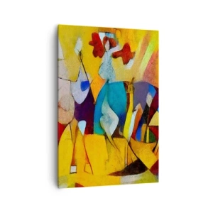 Impression sur toile - Image sur toile - Une abstraction colorée représentant des figures sous une forme géométrique - 70x100cm - Soleil - vie - joie - Décoration murale moderne pour le salon et la chambre ARTTOR