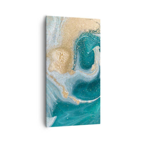 Impression sur toile - Image sur toile - Tourbillon d'or et de turquoise - 55x100 cm