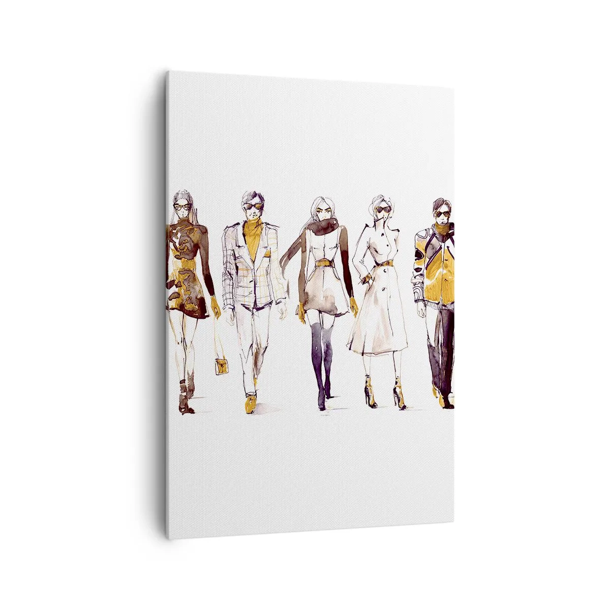 Impression sur toile - Image sur toile - Croquis d'un groupe de personnes en tenues de mode - 70x100cm - Chic décontracté, élégance décontractée - Décoration murale moderne pour le salon et la chambre ARTTOR