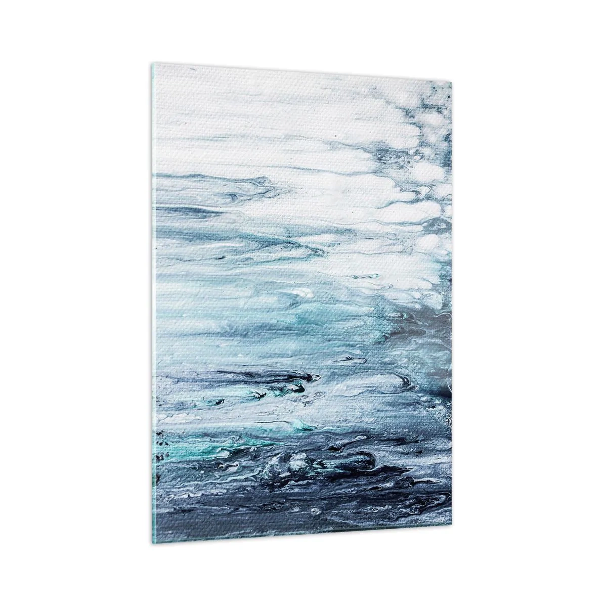 Impression sur verre - Image sur verre - Un motif abstrait ressemblant à des ruisseaux d'eau dans des tons de bleu. - 50x70cm - Une glace bleue - Décoration murale moderne pour le salon et la chambre ARTTOR