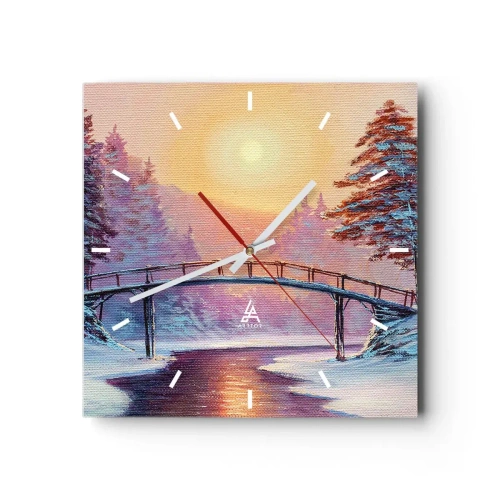 Horloge murale - Pendule murale - Quatre saisons - hiver - 40x40 cm