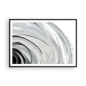 Affiche dans un cadre noir - Poster - Un tourbillon monochrome dans des tons de gris et de noir - 100x70cm - Composition orbitale - Décoration murale moderne pour le salon et la chambre ARTTOR