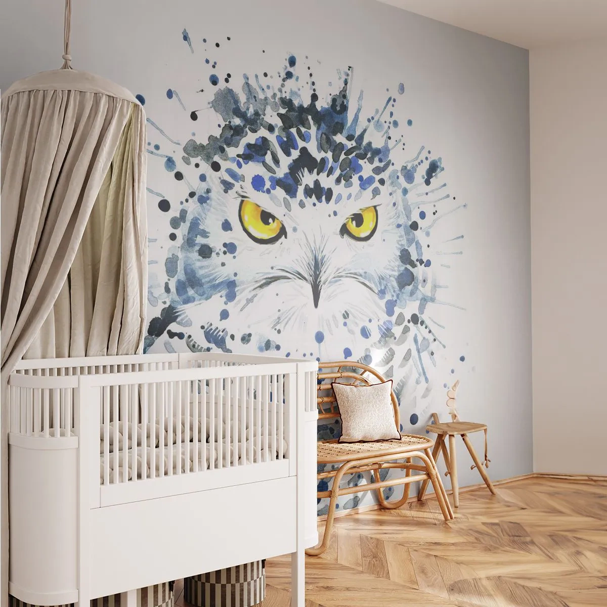 Papier Peint Photo Premium Canvas - Droit dans les yeux - Oiseau, Hibou, Animaux - 500x350 cm