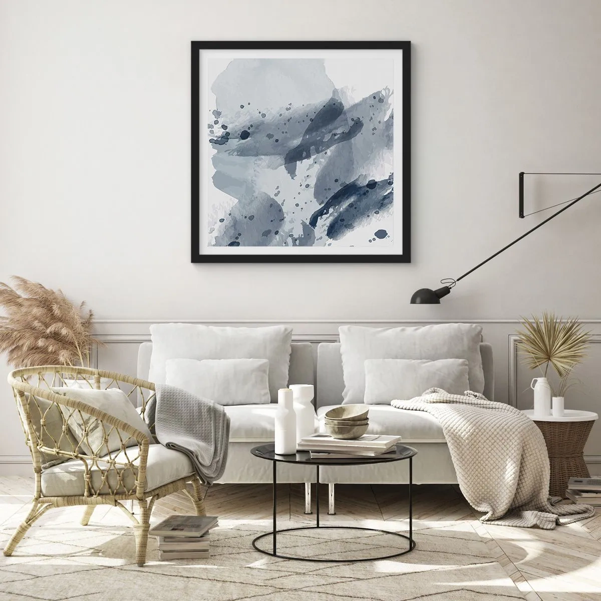 Affiche dans un cadre noir - Poster - Étude de la nature de l'eau - 60x60 cm