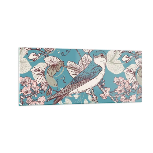 Impression sur verre - Image sur verre - Dans le bois blanc du rouge et de l'argent - 100x40 cm