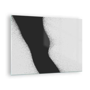 Impression sur verre - Image sur verre - Abstraction minimaliste en noir et blanc avec un dégradé de points - 70x50cm - Équilibre fluide - Décoration murale moderne pour le salon et la chambre ARTTOR