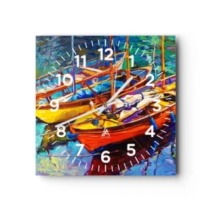 Horloge murale - Pendule murale - Sur l'eau épaisse de couleurs - 30x30 cm