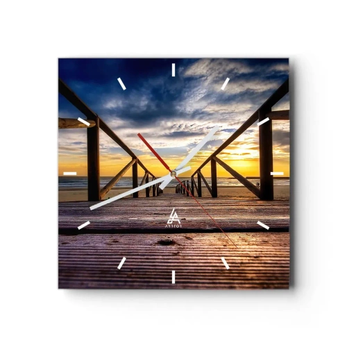 Horloge murale - Pendule murale - Directement sur une plage calme au coucher de soleil - 40x40 cm
