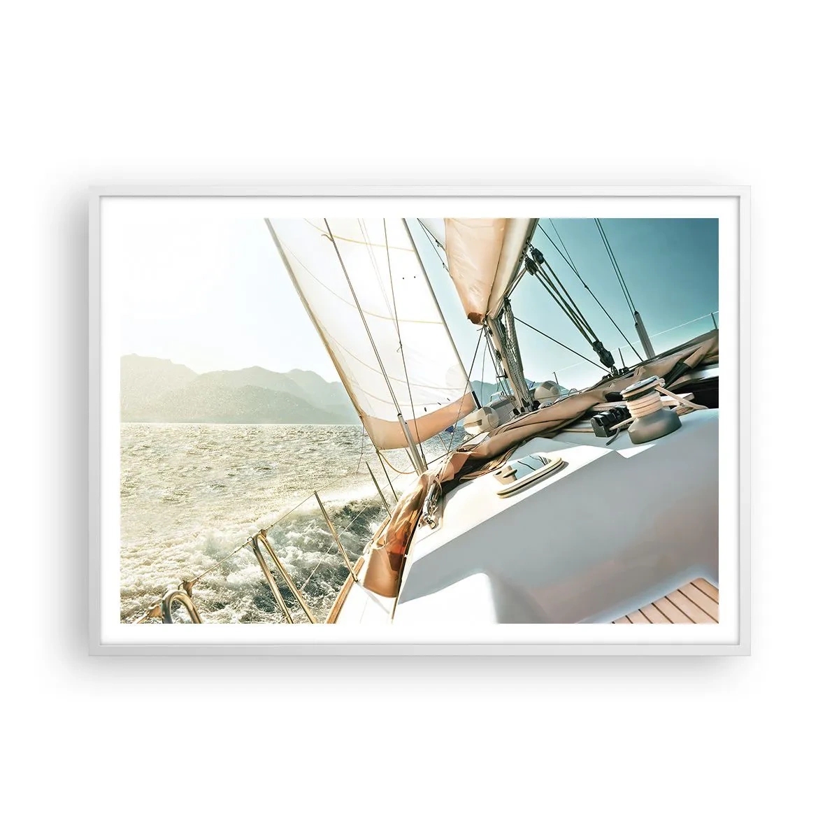 Affiche dans un cadre blanc - Poster - Toutes voiles dehors - 100x70 cm
