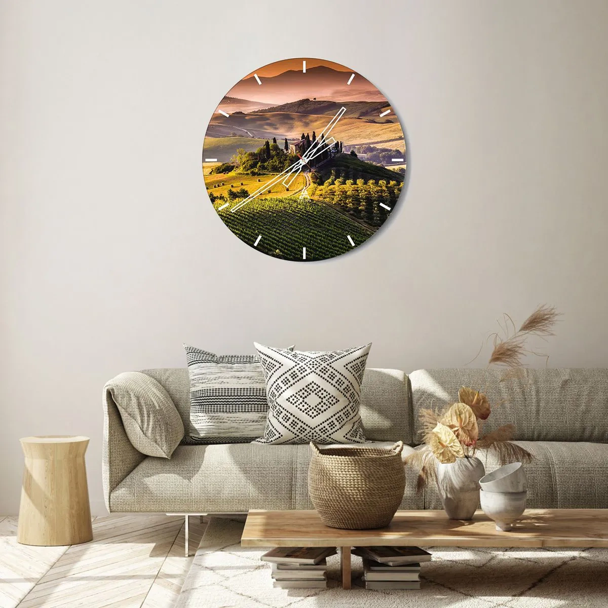 Horloge murale - Pendule murale - Arcadie - le paysage toscan - 40x40 cm