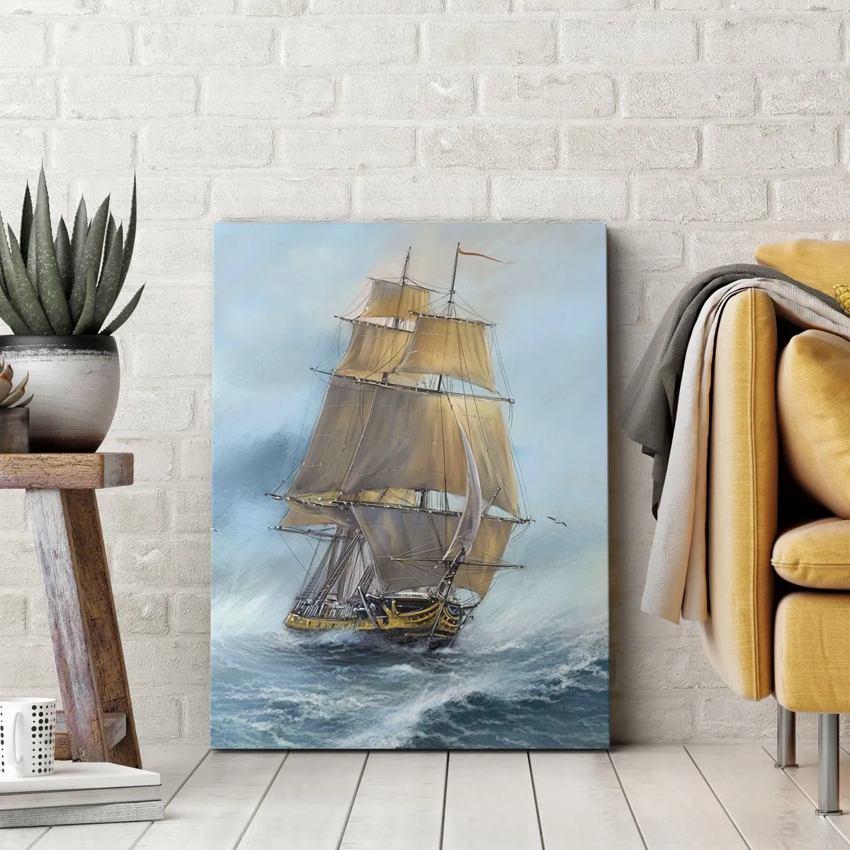 Impression sur toile - Image sur toile - Se précipitant sur les vagues - 45x80 cm