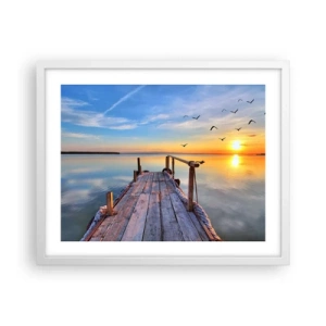 Affiche dans un cadre blanc - Poster - Marcher droit vers le soleil - 50x40 cm