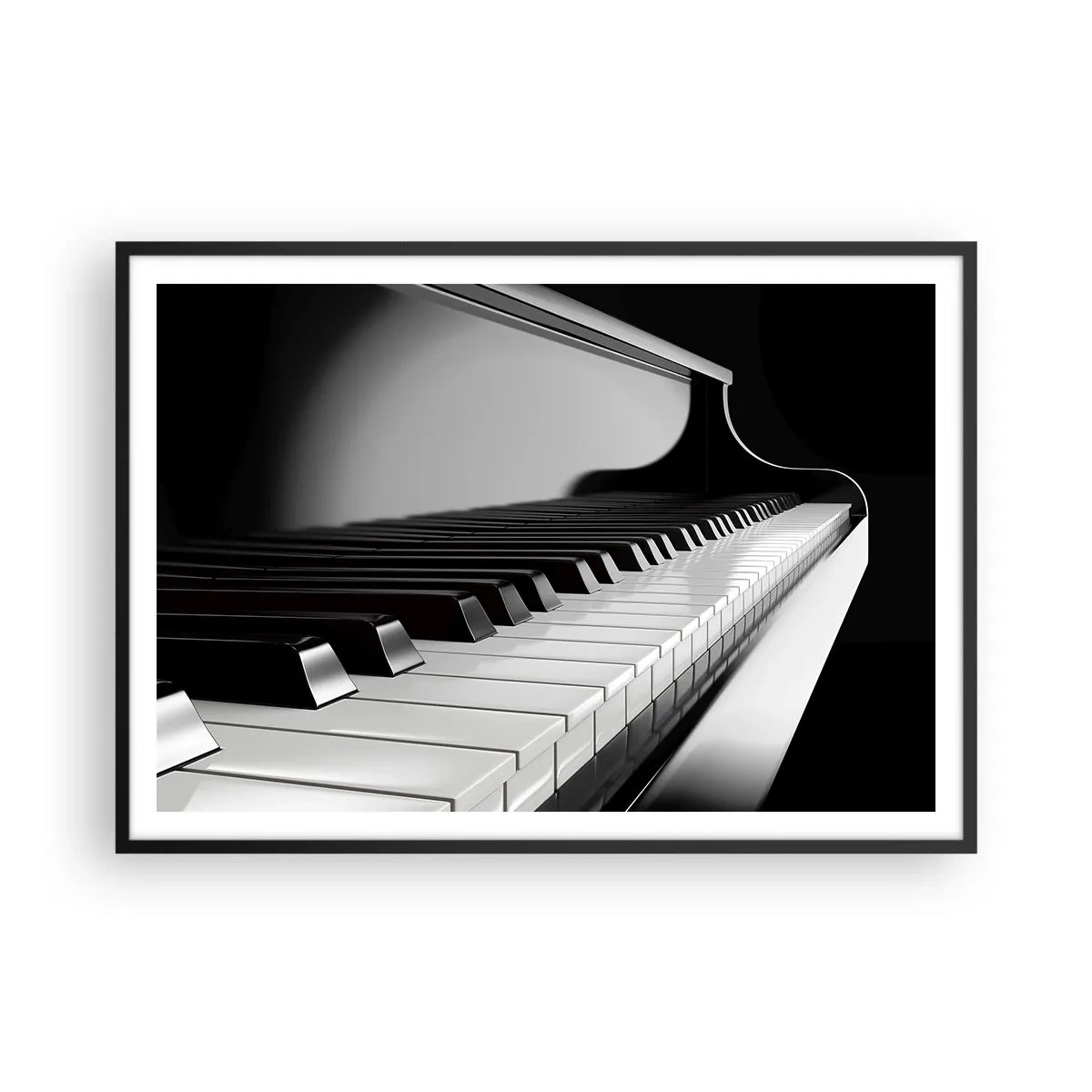 Affiche dans un cadre noir - Poster - Touches de piano dans une élégante photo en noir et blanc - 100x70cm - Harmonie des formes et des couleurs - Décoration murale moderne pour le salon et la chambre ARTTOR
