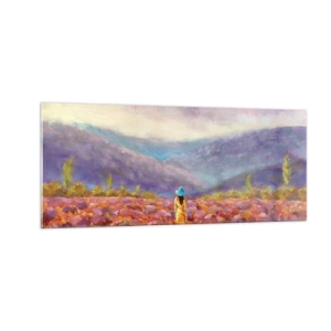 Impression sur verre - Image sur verre - Dans un monde lavande - 100x40 cm