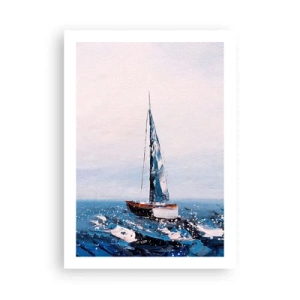 Affiche - Poster - Un voilier sur un océan orageux dans un style pictural - 50x70cm - Confrérie du vent - Décoration murale moderne pour le salon et la chambre ARTTOR