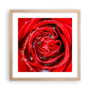 Affiche dans un chêne clair - Poster - Dans les gouttes de rosée - 40x40 cm