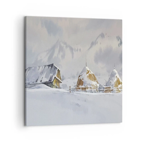 Impression sur toile - Image sur toile - Dans une vallée enneigée - 50x50 cm