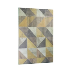 Impression sur verre - Image sur verre - Composition géométrique de triangles aux tons terreux - 80x120cm - Suivant l'angle du triangle - Décoration murale moderne pour le salon et la chambre ARTTOR