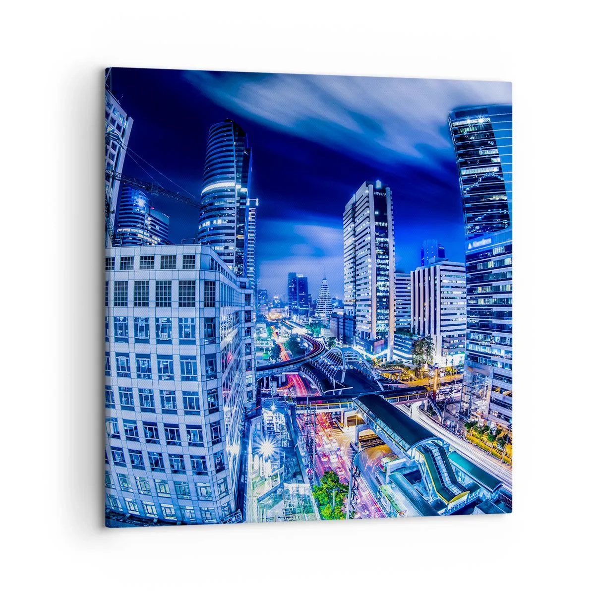 Impression sur toile - Image sur toile - Rythmes de la ville nocturne - 50x50 cm