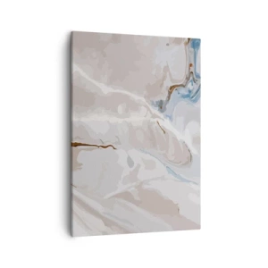 Impression sur toile - Image sur toile - Motif abstrait dans les tons de blanc et de bleu - 50x70cm - Le bleu serpente sous le blanc - Décoration murale moderne pour le salon et la chambre ARTTOR