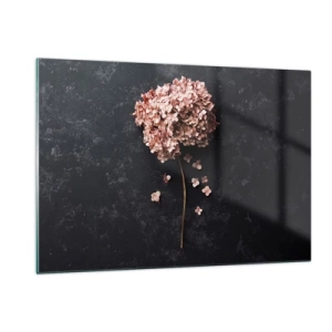 Impression sur verre - Image sur verre - Hortensia sec aux pétales dispersés sur un fond sombre - 120x80cm - Un signe vraiment romantique - Décoration murale moderne pour le salon et la chambre ARTTOR