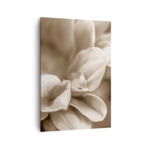 Impression sur toile - Image sur toile - Gros plan de fleurs dans un ton sépia délicat avec des contours doux - 70x100cm - Doux comme un sourire - Décoration murale moderne pour le salon et la chambre ARTTOR