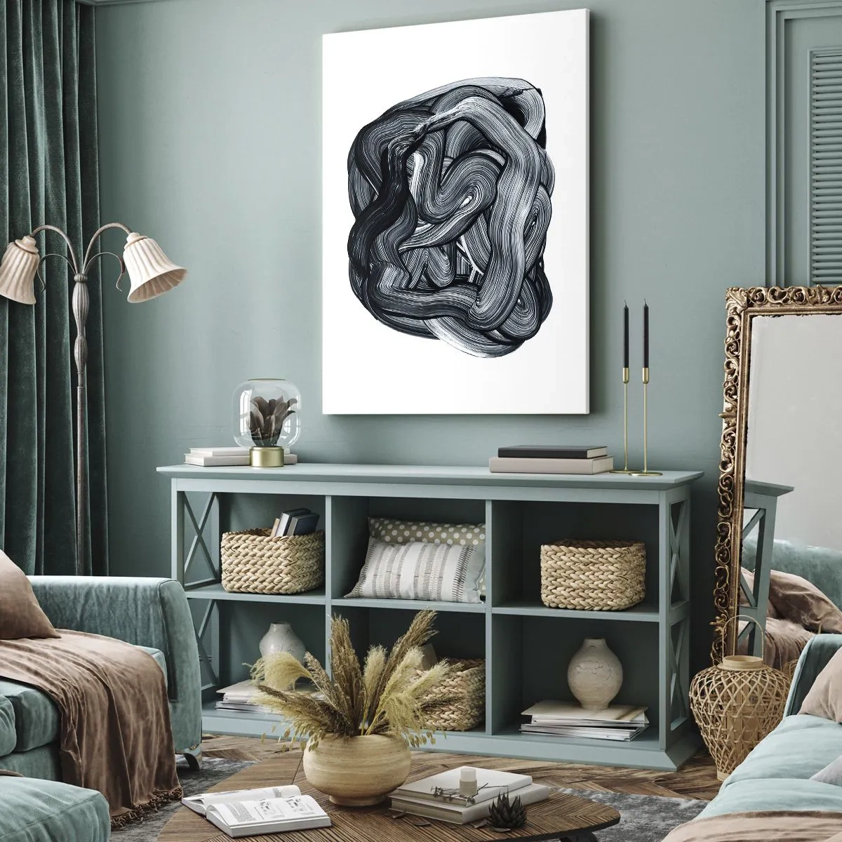 Impression sur toile - Image sur toile - Composition abstraite en nuances de gris - 80x120cm - Ce n'est pas si simple - Décoration murale moderne pour le salon et la chambre ARTTOR