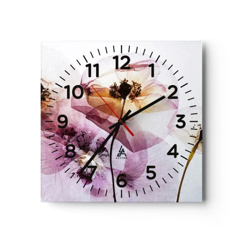 Horloge murale - Pendule murale - Corps de fleurs transparente - 40x40 cm