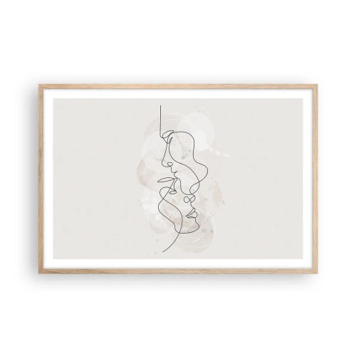 Affiche dans un chêne clair - Poster - Emmêlé dans une étreinte - 91x61 cm