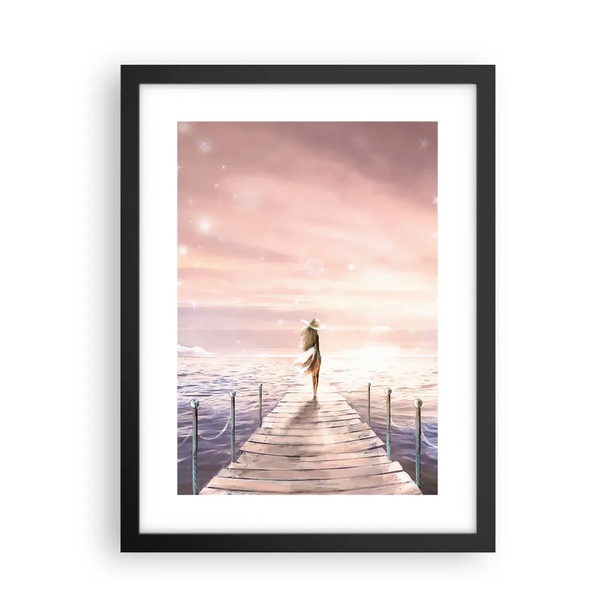 Affiche dans un cadre noir - Poster - A la lumière d'un rêve - 30x40 cm