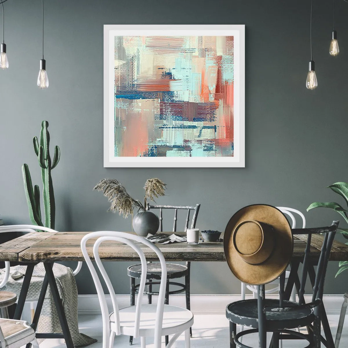 Affiche dans un cadre blanc - Poster - Atteindre la lumière - 30x30 cm