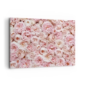 Impression sur toile - Image sur toile - Des roses délicates dans des tons de rose sur toute la surface - 120x80cm - Un lit de roses - Décoration murale moderne pour le salon et la chambre ARTTOR