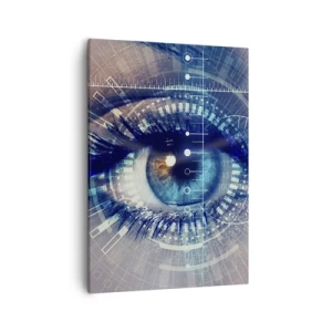 Impression sur toile - Image sur toile - Un œil technologique avec une interface futuriste - 50x70cm - Tu penses que tu me connais - Décoration murale moderne pour le salon et la chambre ARTTOR