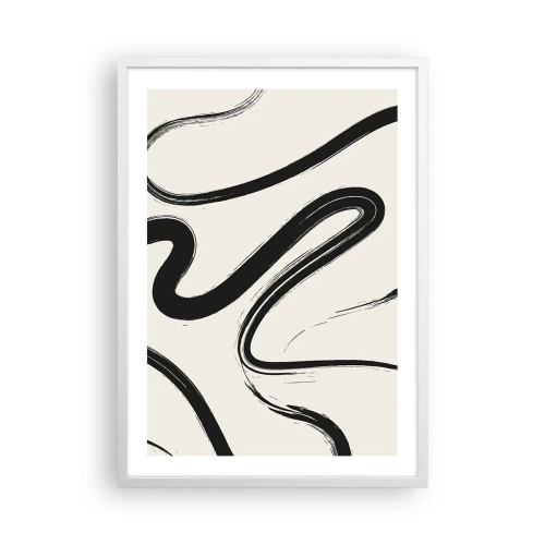 Affiche dans un cadre blanc - Poster - Fantaisie en noir et blanc - 50x70 cm