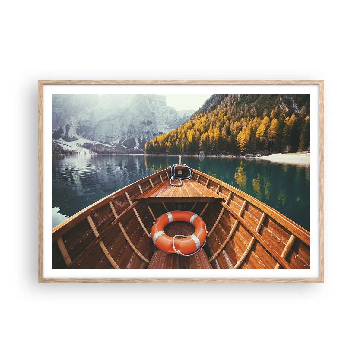 Affiche dans un chêne clair - Poster - Escapade en montagne - 100x70 cm