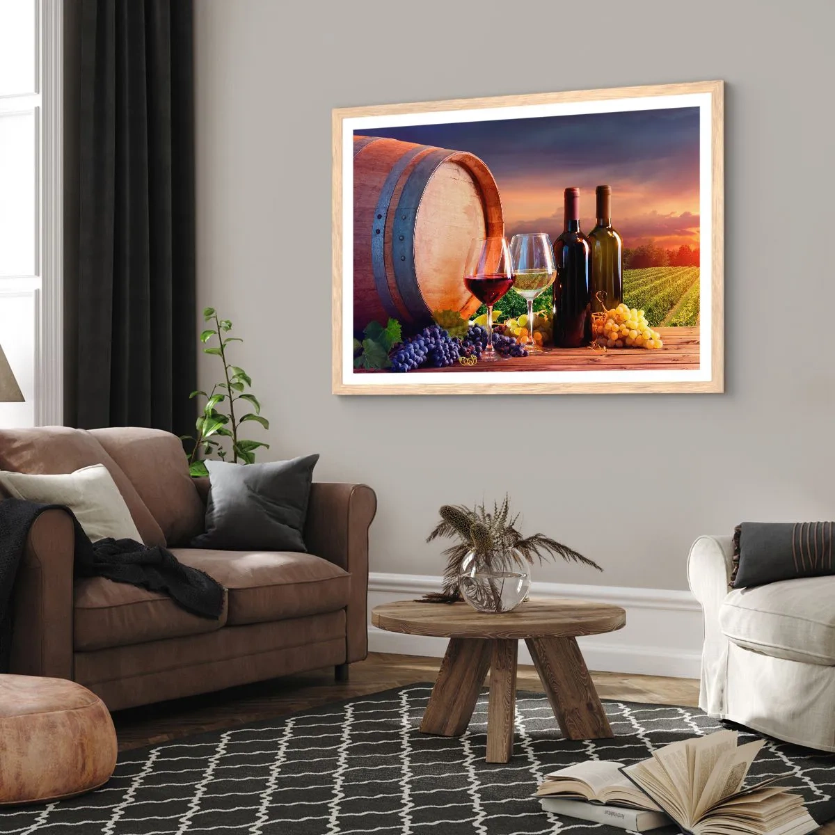 Affiche dans un chêne clair - Poster - Ici la vie a du goût - 100x70 cm