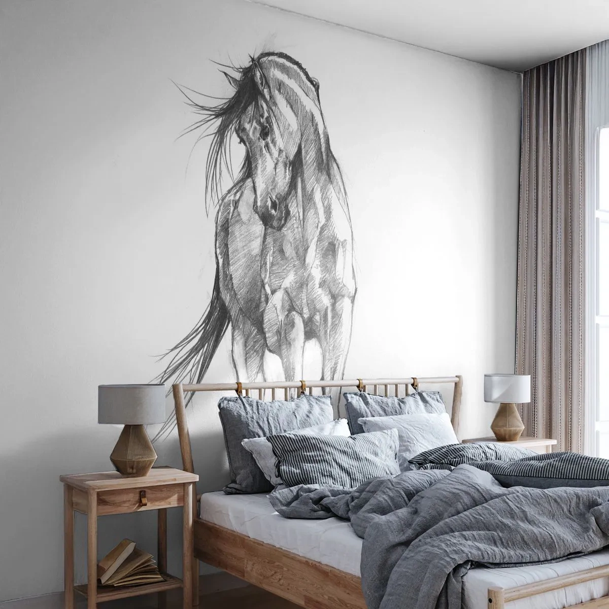 Papier Peint Autocollant Deluxe Sticker - D'un trot gracieux - Cheval, Graphique, Animaux - 250x175 cm