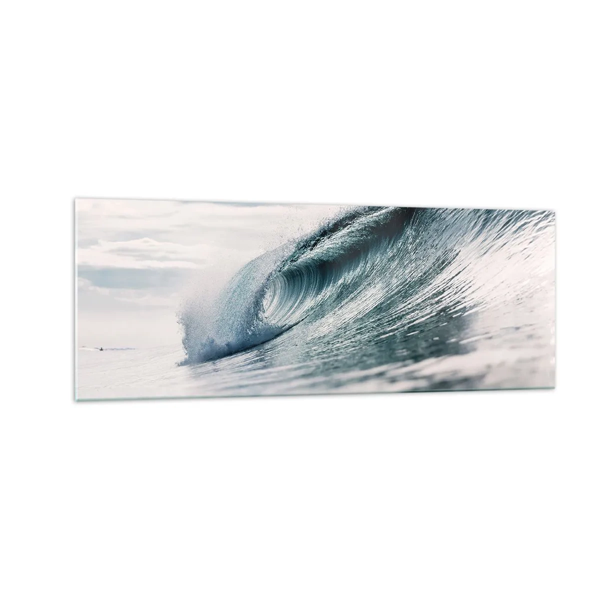 Impression sur verre - Image sur verre - Une vague de mer capturée dans un moment dynamique contre le ciel - 140x50cm - Pic d'eau - Décoration murale moderne pour le salon et la chambre ARTTOR