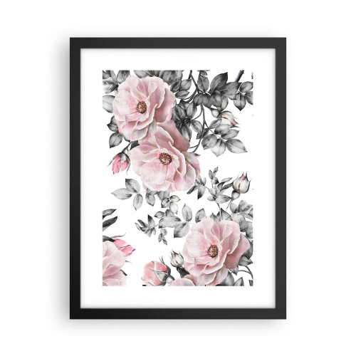 Affiche dans un cadre noir - Poster - Se perdre dans les fleurs des roses - 30x40 cm