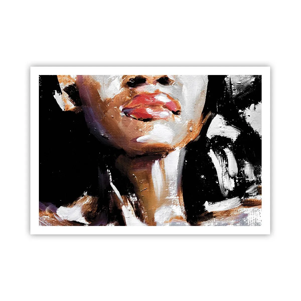 Affiche - Poster - Portrait d'une femme dans un style pictural expressif sur un fond sombre - 100x70cm - Fierté sans préjugés - Décoration murale moderne pour le salon et la chambre ARTTOR
