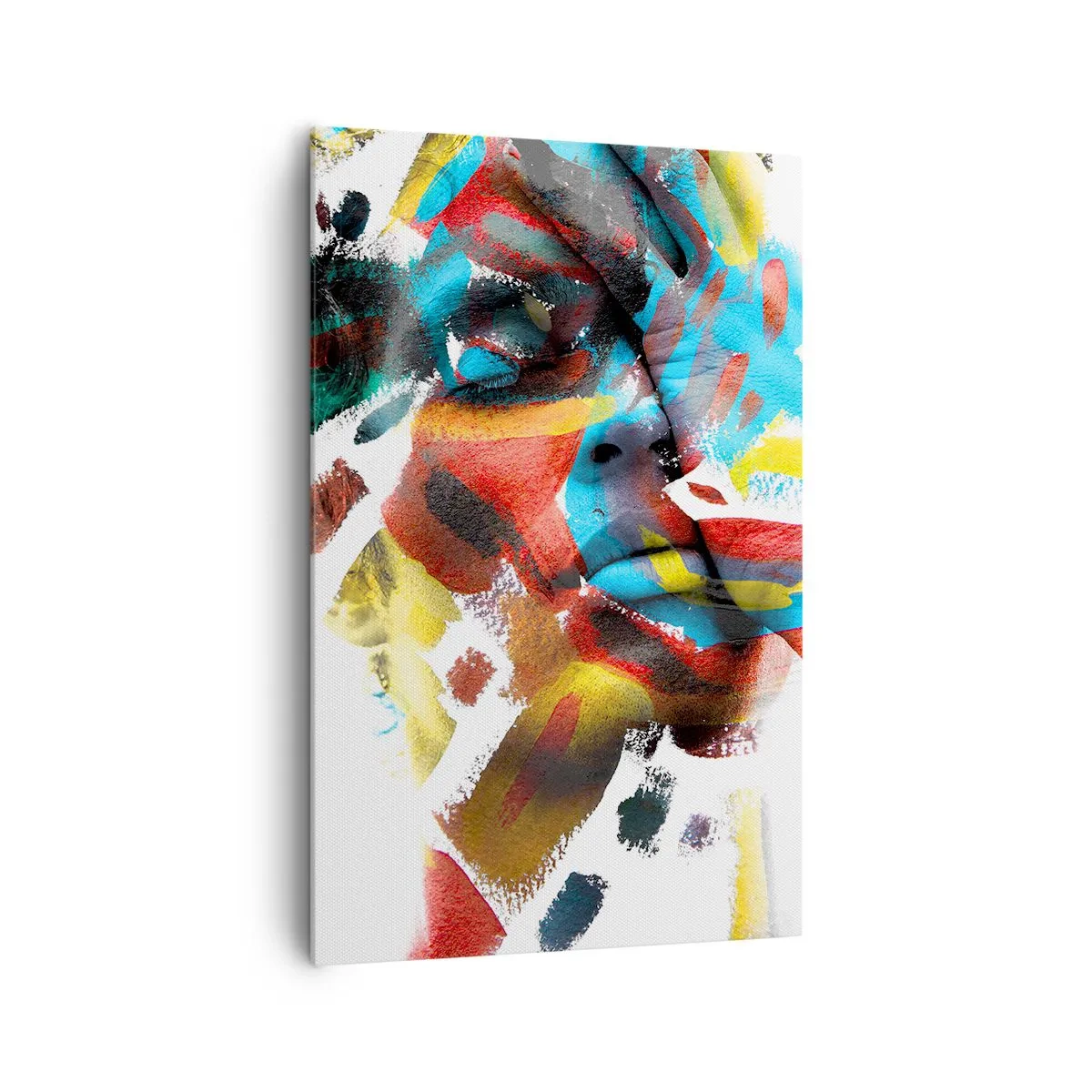 Impression sur toile - Image sur toile - Portrait abstrait aux couleurs vives - 80x120cm - Personnalité colorée - Décoration murale moderne pour le salon et la chambre ARTTOR