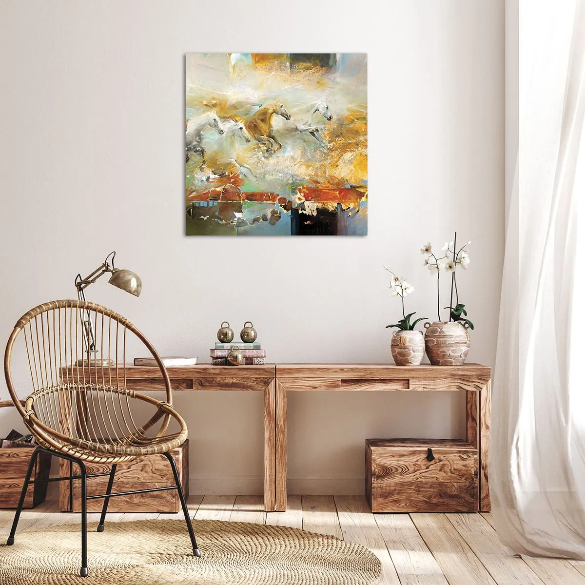 Impression sur toile - Image sur toile - Au galop vers la lumière - 40x40 cm