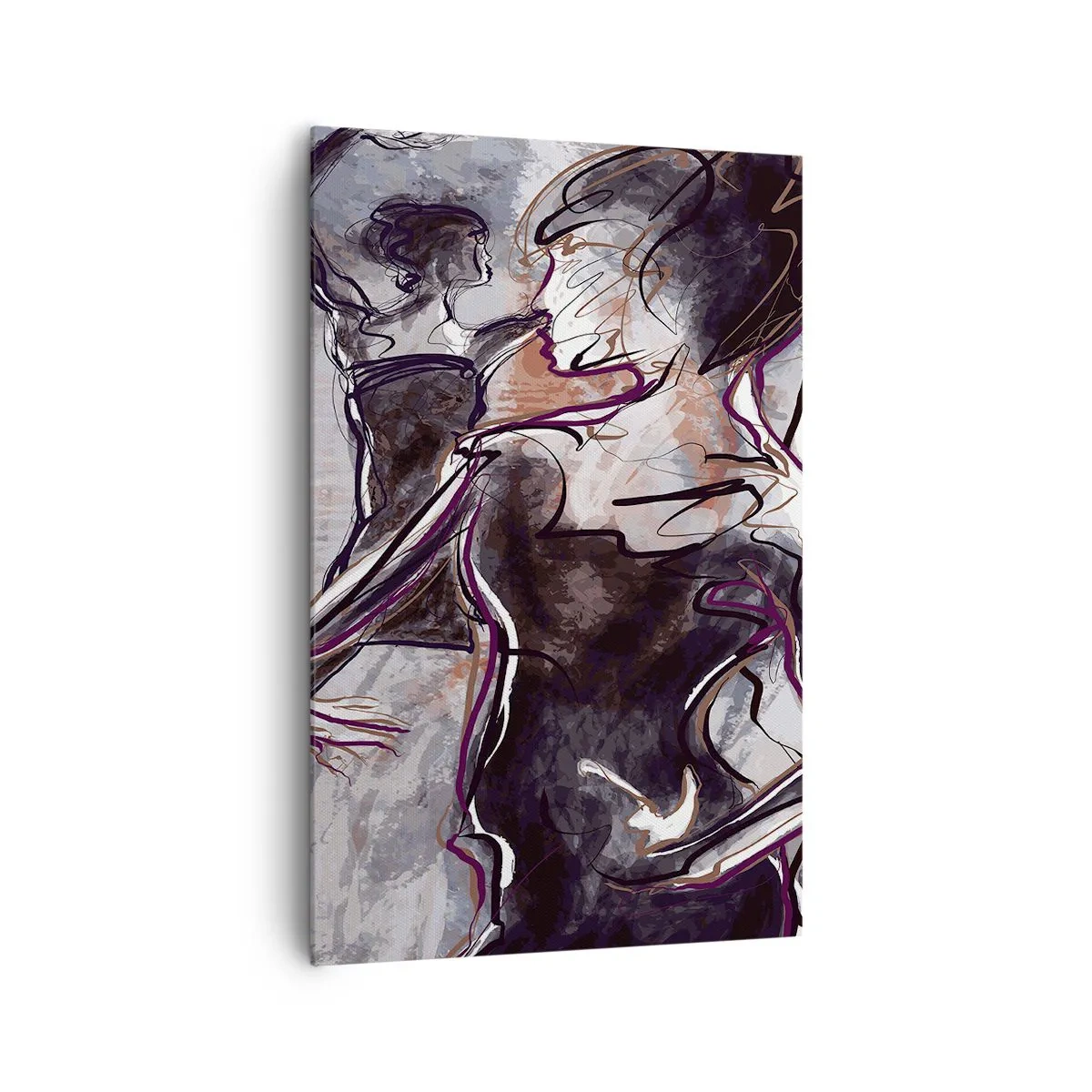 Impression sur toile - Image sur toile - Scène de jazz abstraite avec un saxophoniste et une femme dansante. - 80x120cm - Ne faire qu'un avec la musique - Décoration murale moderne pour le salon et la chambre ARTTOR