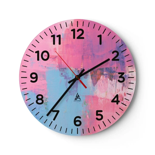Horloge murale - Pendule murale - Du rose, du bleu et une pincée de lumière - 30x30 cm